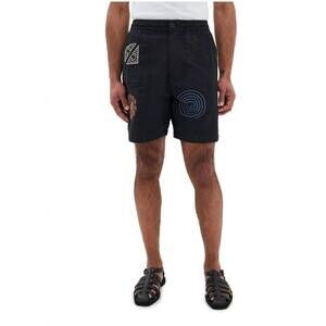 NEW WAX LONDON kurt doodle embroidery short in navy
